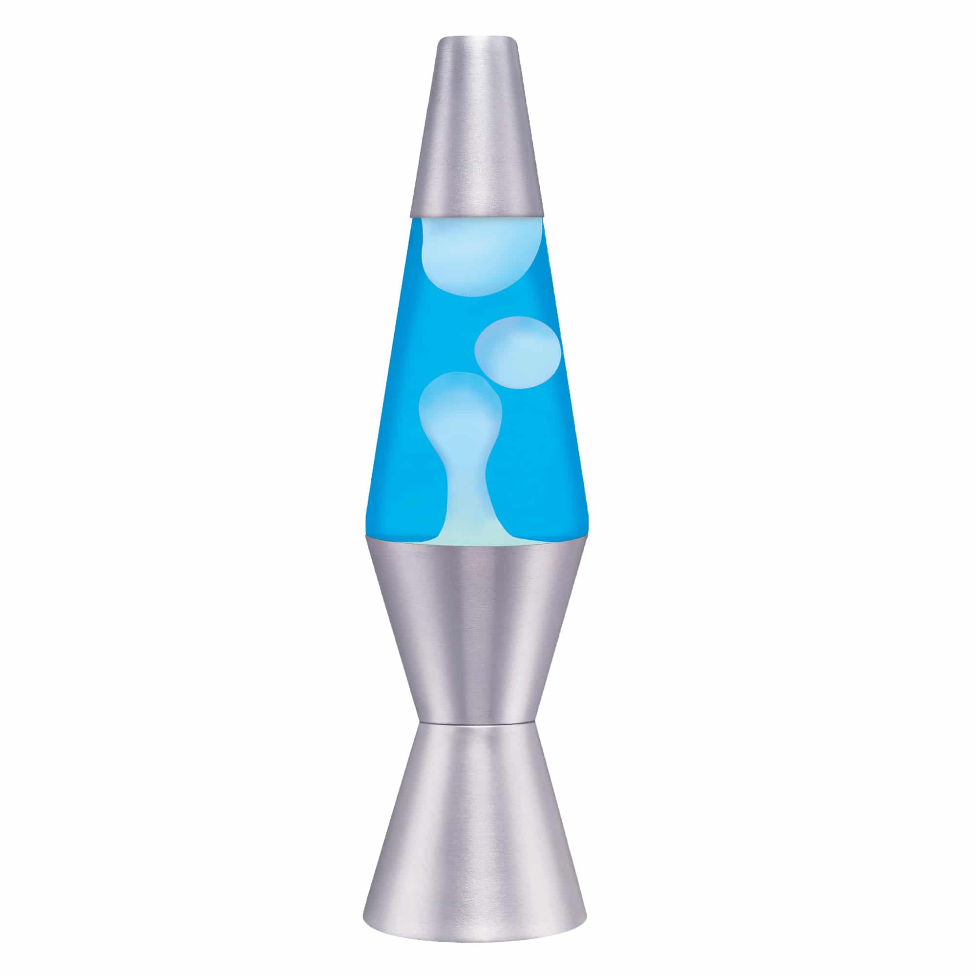 11.5” LAVA® Lamp – white wax, blue liquid, silver base and cap