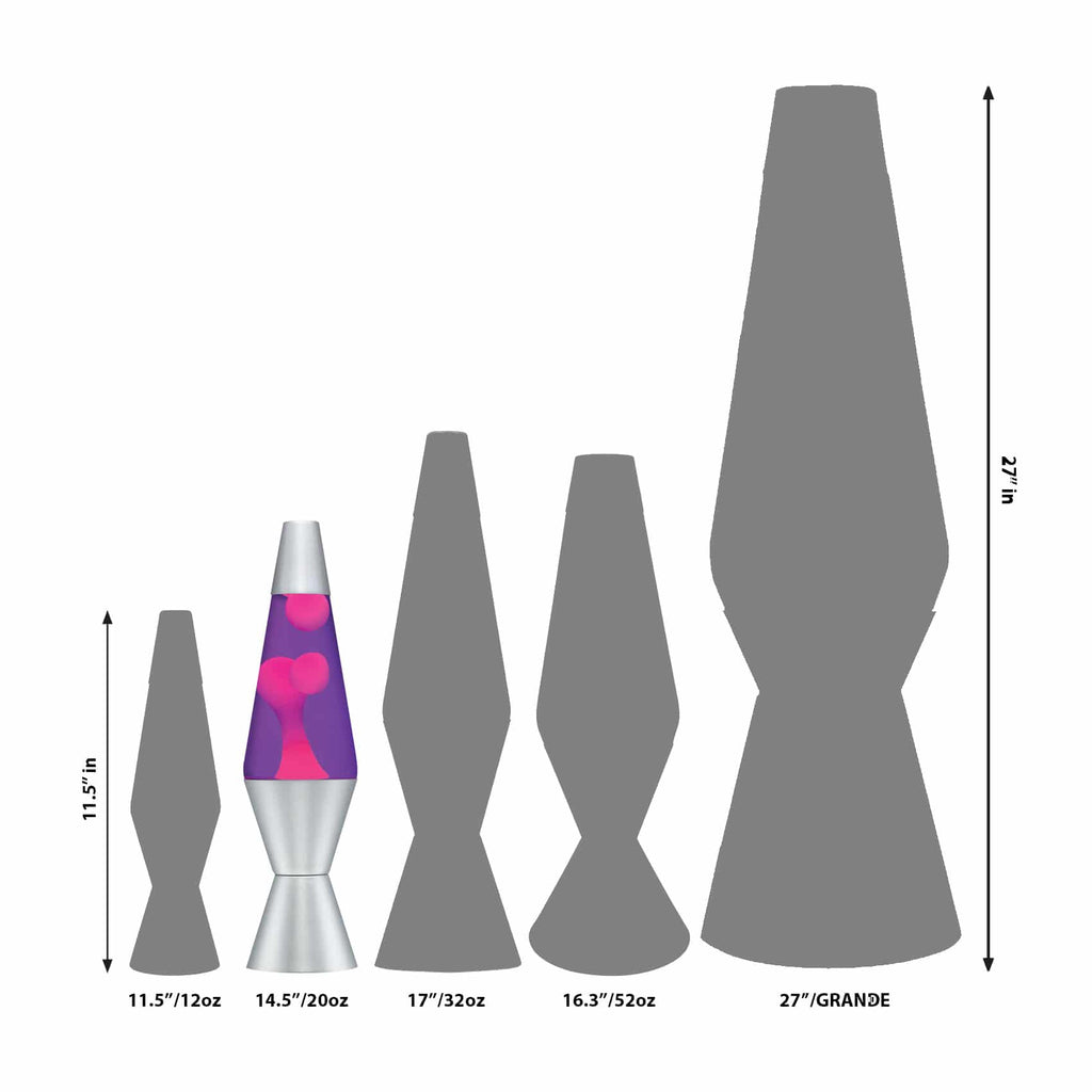14.5” LAVA® Lamp – Pink/Purple/Silver Size Comparison