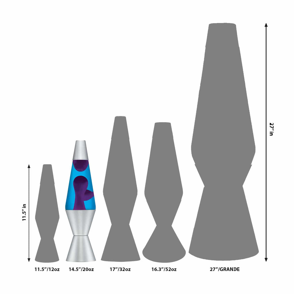 14.5” LAVA® Lamp – Purple/Blue/Silver Size Comparison